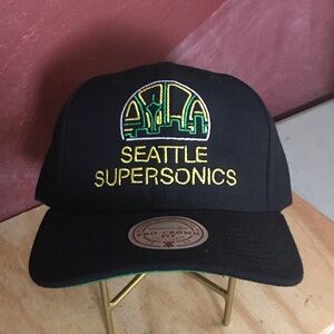 Black Seattle Supersonics neon lights snapback hat nba Cap basketball sports